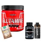 Glutamina Isolates - 300g - Integralmédica + Thermo Flame - 120 Cáps - Black Skull+ Dose + Shake