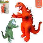 Godzilla De Borracha Kit Com 2 Dinossauro De Brinquedo