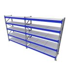 Gondola 2 mini porta pallet 250 kg 180x200x60 (CxLxP) cinza com azul bandejas mdf branco