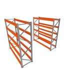 Gondola 2 mini porta pallet 250 kg 180x200x60 (CxLxP) cinza com laranja sem bandejas mini porta palete mini porta pallets paletes