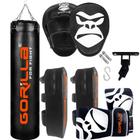 Gorilla Kit Saco Pancada 180 Cm Profissional Reforçado + Aparador Chute + Manopla Foco + Suporte