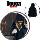 Gorro capuz Touca De Frio Com Pompom Preta Gorro De Lã Tricot Inverno outono estilo moda