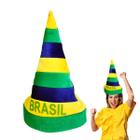 Gorro Chapéu 28cm Felpudo do Brasil Cônico para Torcida de Jogos