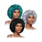 Gorro Elástico Feminino com Aba Larga - Pacote com 3 Peças - Para Cabelos Lisos e Enrolados