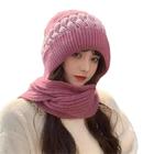 Gorro Touca Forrada C/ Cachecol Fixo Lã Quente Frio Inverno