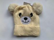 Gorro touca infantil forrada urso com pompons