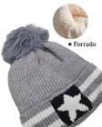 Gorro Touca Infantil Unissex Forrado com Pompom e Estrela