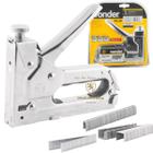 Grampeador pinador tapeceiro madeira estofados profissional vonder plus 600 grampos tapeçaria manual tipo u t reto 