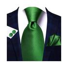 Gravata De Seda Verde Escura Para Homens Elegante Hi-tie Noivo Gravata De Casamento Bolso Quadrado