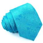Gravata Slim Azul Bordada Linha Luxo