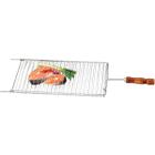 Grelha Dupla Aramado Churrasco 82x27cm Aço Assado Peixe Carne Cabo Madeira - 264 Future