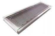 Grelha Ralo Linear Perfurada Em Inox 10x50cm Agua Pluvial