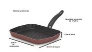 Grill Fit Frigideira Quadrada Canelada Alumínio Com Antiaderente Cherry Black