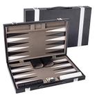 GSE Premium Leather Backgammon Board Game Set, Classic Backgammon Game Set com Capa de Couro, Jogo de Tabuleiro Dobrável de Viagem (Preto e Cinza, Grande)