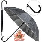 Guarda chuva de poliester automatico portaria preto 16 varetas cabo curvo 110cm de ø