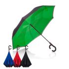 Guarda-chuva invertido com cabo plástico e haste de metal