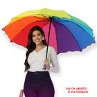 Guarda Chuva Sombrinha Grande Reforçado Cabe Bolsa Arco Iris Colorido