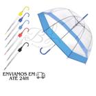 Guarda-Chuva Transparente Com Borda Colorida Bengala Abertura Automática