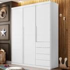 Guarda Roupa 3 Portas e 4 Gavetas Pérola Branco Phoenix Baby