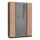 Guarda Roupa 4 Portas Alumínio Inox com Vidro Reflecta Prata 3 Gavetas 159 cm Prime Luciane Móveis