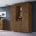 Guarda Roupa 4 Portas com Espelho Capri Castanho Wood 831331 Moval