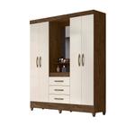 Guarda Roupa 4 Portas com Espelho Capri Castanho Wood Baunilha 831391 Moval