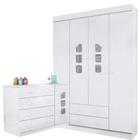 Guarda Roupa 4 Portas Cômoda Com Porta 100% Mdf Livia