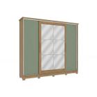 Guarda Roupa 4 Portas de Correr (2 c/ Espelho) e 4 Gavetas c/ Pés CB01N565 Flex Nogueira/Macadamia ou Verde - Kappesberg