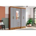 Guarda Roupa 6 Portas (1 c/ Espelho) e 3 Gavetas Briz B23 Nature/Cinza - Henn