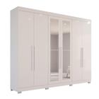 Guarda Roupa 6 Portas MDF com Pés com Espelho Branco - Sallêto