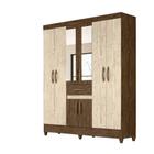 Guarda Roupa 8 Portas com Espelho Portugal Castanho Wood Avelã Wood 835831 Moval