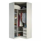 Guarda Roupa Canto Closet sem Portas 3 Gavetas, Cabideiro, 5 Prateleiras Prime Luciane Móveis