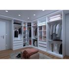 Guarda Roupa Canto Closet sem Portas 5 Peças, 6 Gavetas, 6 Cabideiros Branco Prime Luciane Móveis