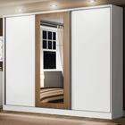 Guarda Roupa Casal 100% MDF Madesa Eros 3 Portas de Correr com Espelho - Branco/Branco/Rustic