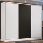 Guarda Roupa Casal 100% MDF Madesa Zurique 3 Portas de Correr - Branco/Branco/Preto