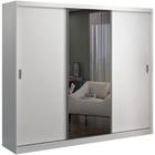 Guarda Roupa Casal 264cm 3 Portas de Correr 1 Espelho Winter F04 Branco - Mpozenato