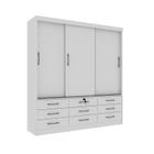 Guarda Roupa Casal 3 Portas 9 Gavetas Chicago Tcil Móveis Branco