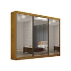 Guarda Roupa Casal 3 Portas Correr Espelhada 4 Gavetas 100% MDF San Marino - Leifer