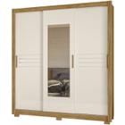 Guarda Roupa Casal 3 Portas Deslizantes Com Espelho 9870 Freijo Off White Moval