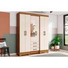 Guarda Roupa Casal 6 Portas (1 c/ Espelho) e 3 Gavetas Briz B23 Nature/Off White - Henn