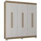 Guarda Roupa Casal 6 Portas 180 cm 861 Castanho Off White POQQ - Poquema