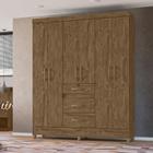 Guarda Roupa Casal 6 Portas 3 Gavetas Castanho Wood Itatiba Moval