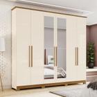 Guarda-roupa Casal 6 Portas 3 Gavetas com Espelho Vigo Off White/Nature - Henn