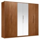 Guarda Roupa Casal 6 Portas Atrice com 2 Portas em Espelho e Ripado Nogueira Touch - Demartêz