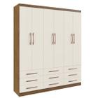 Guarda Roupa Casal 6 portas e 9 gavetas 183cm Sevilha Nogueira Off White 20266 MDP - Megasul