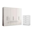 Guarda Roupa Casal 6 Portas Lens Branco - CasaH