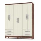 Guarda Roupa Casal 6 Portas Line 1006691 Imbuia Rustico Champanhe Vila Rica