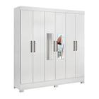 Guarda Roupa Casal 6 Portas Pratico Branco com Espelho