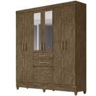 Guarda Roupa Casal 7 Portas Com Espelho 8973 Castanho Wood Moval