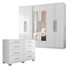 Guarda Roupa Casal 7000 E Cômoda 8050 Branco - Araplac - ARAPLAC MÓVEIS